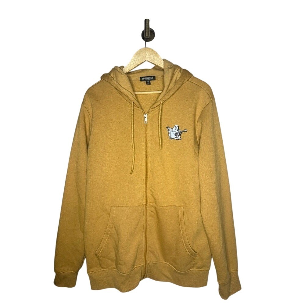 True Religion Radiant Buddha Hoodie Mustard Yellow Y2K Zip Up Large